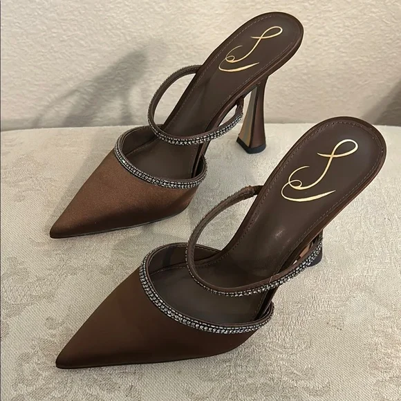 Sam Edelman Chocolate Satin Pumps - Picture 3 of 6